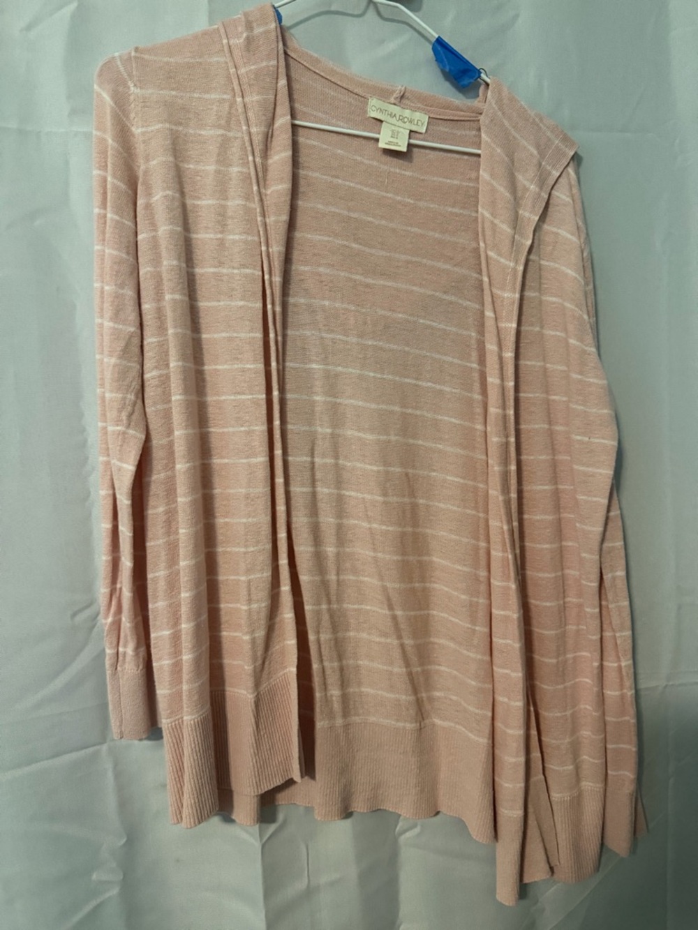 Cynthia Rowley Blush Pink Striped Hooded Open Cardigan